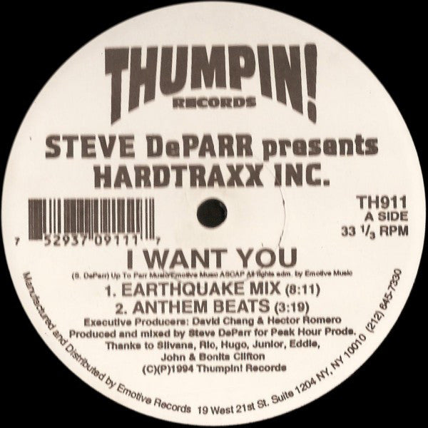 Steve DeParr Presents Hardtraxx Inc. : I Want You (12")