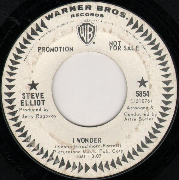 Steve Elliot (5) : I Wonder (7", Single, Promo)