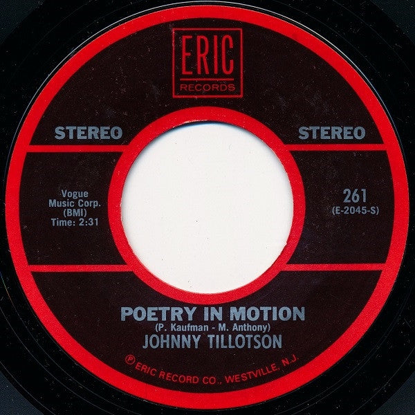 Johnny Tillotson : Poetry In Motion / Send Me The Pillow You Dream On (7", Mono)