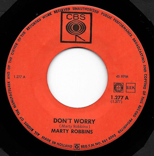 Marty Robbins : Don't Worry / Bouquet Of Roses (7", Single)