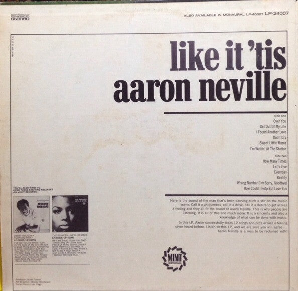 Aaron Neville : Like It 'Tis (LP, Album)