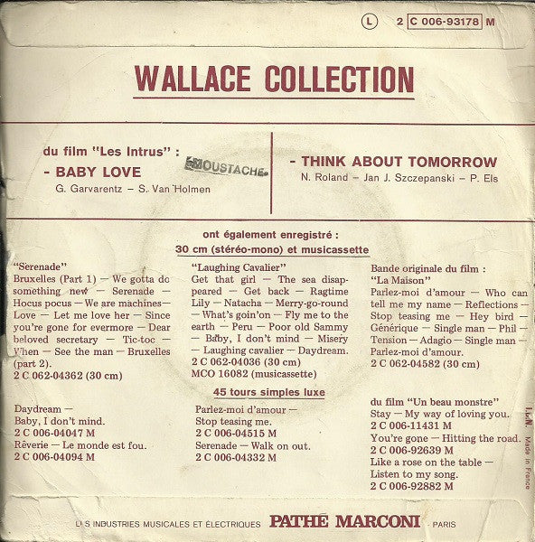 Wallace Collection : Baby Love / Think About Tomorrow (7", Single)