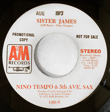 Nino Tempo & 5th Ave. Sax : Sister James (7", Single, Mono, Promo)