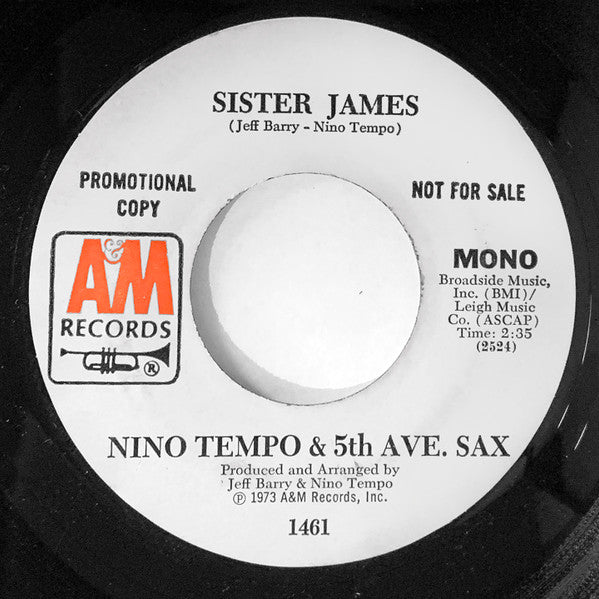 Nino Tempo & 5th Ave. Sax : Sister James (7", Single, Mono, Promo)