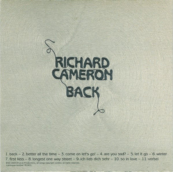 Richard Cameron : Back (CD, Album)