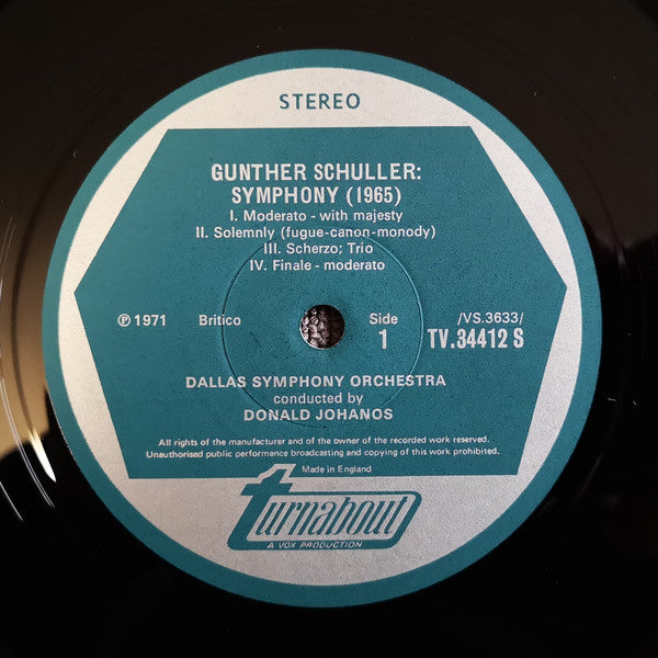 Gunther Schuller : Symphony / Quartet For Doublebasses (LP)