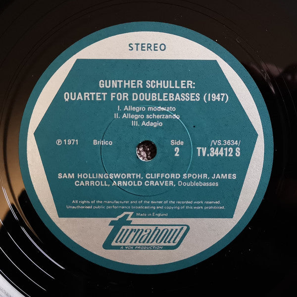 Gunther Schuller : Symphony / Quartet For Doublebasses (LP)