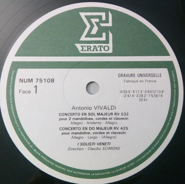 Antonio Vivaldi, Claudio Scimone, I Solisti Veneti : Concerti Per Mandolini RV 93·425·532·558 (LP)