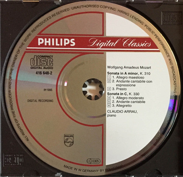 Claudio Arrau : Mozart Piano Sonatas KV 310 & 330 (CD, Album)