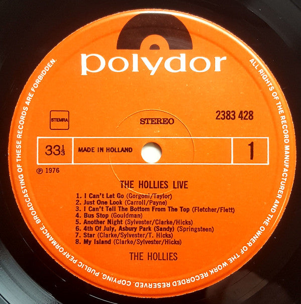 The Hollies : Hollies Live Hits (LP, Album, Gat)