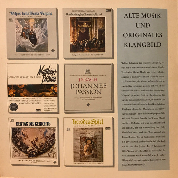 Johann Sebastian Bach · Georg Friedrich Händel · Georg Philipp Telemann : Lebendiges Barock »Auf Originalinstrumenten« (LP, Comp)