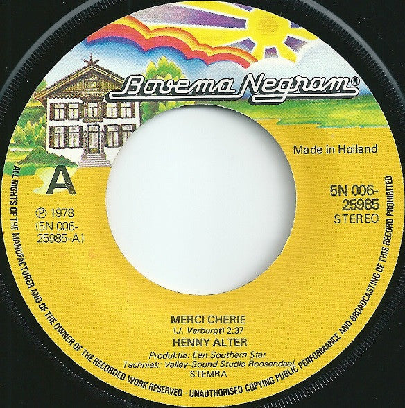 Henny Alter : Merci Chérie (7", Single)