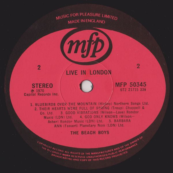The Beach Boys : Live In London (LP, Album, RE)