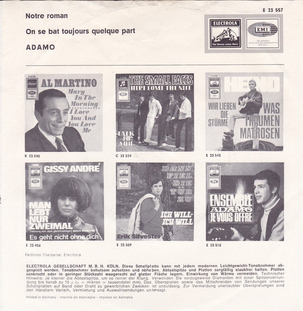 Adamo : Notre Roman (7", Single)