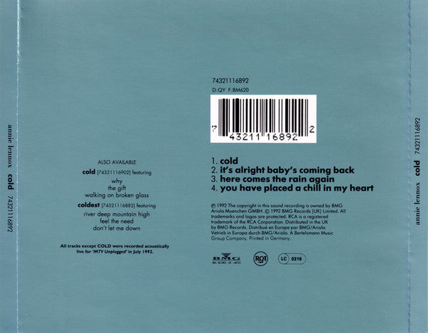 Annie Lennox : Cold (Colder) (CD, EP, Ltd)