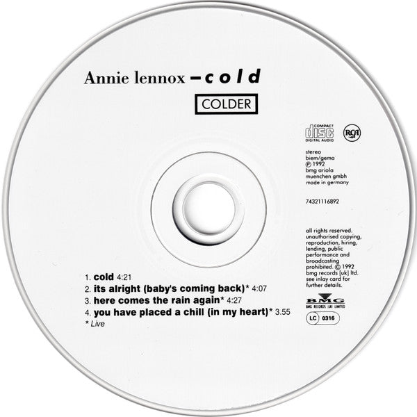 Annie Lennox : Cold (Colder) (CD, EP, Ltd)