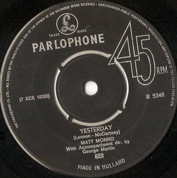 Matt Monro : Yesterday (7", Single)