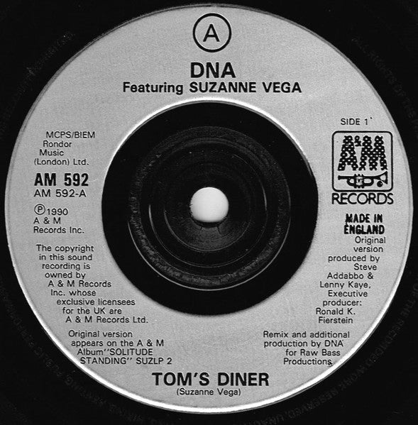DNA Featuring Suzanne Vega : Tom's Diner (7", Single)