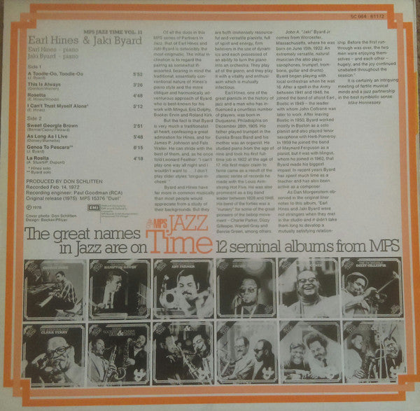 Earl Hines & Jaki Byard : Partners In Jazz (LP, Album, RE)