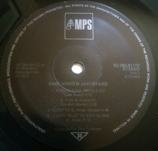 Earl Hines & Jaki Byard : Partners In Jazz (LP, Album, RE)
