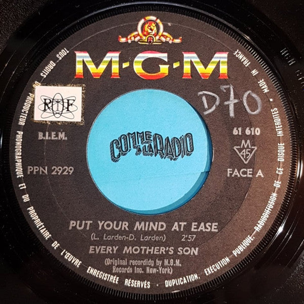 Every Mothers' Son : Put Your Mind At Ease (7")