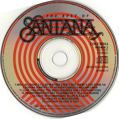 Santana : The Best Of Santana (CD, Comp)