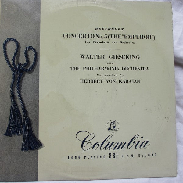 Ludwig Van Beethoven - Walter Gieseking - Philharmonia Orchestra / Herbert Von Karajan : Piano Concerto No. 5 In E Flat, Op. 73 ("The Emperor") (LP, Mono)