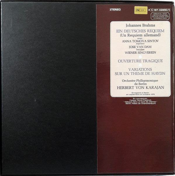 Johannes Brahms - Anna Tomowa-Sintow, José Van Dam, Wiener Singverein, Berliner Philharmoniker, Herbert Von Karajan : Ein Deutsches Requiem  (2xLP, RE + Box)
