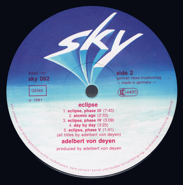 Adelbert Von Deyen : Eclipse (LP, Album)