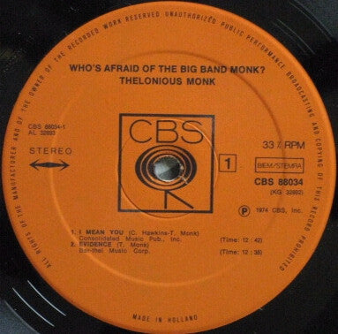 Thelonious Monk : Who's Afraid Of The Big Band Monk? (2xLP, Comp)