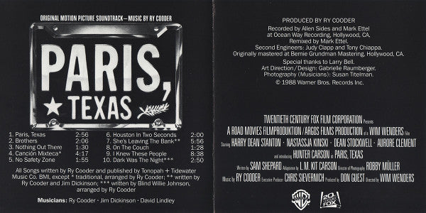 Ry Cooder : Paris, Texas - Original Motion Picture Soundtrack (CD, Album, RE)