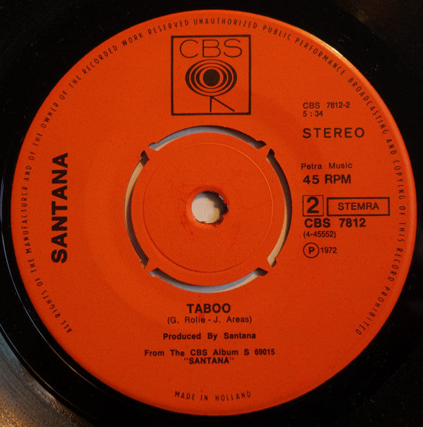 Santana : No One To Depend On / Taboo (7", Single)