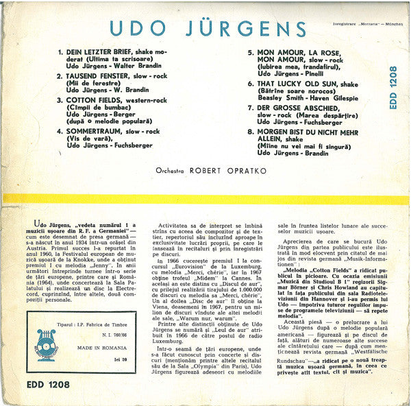 Udo Jürgens : Udo Jürgens (10", Comp, Mono)