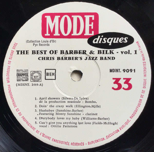 Chris Barber And Acker Bilk : The Best Of Barber And Bilk Volume One (LP, Comp, Mono)