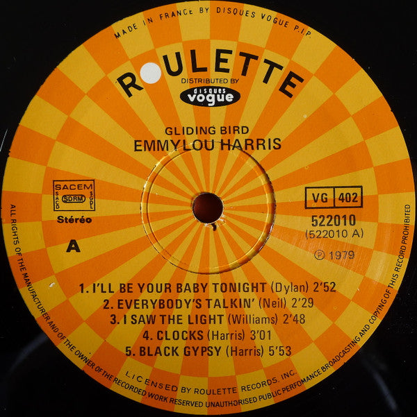 Emmylou Harris : Gliding Bird (LP, Album, RE)