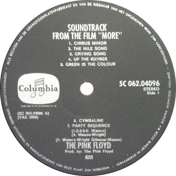 Pink Floyd : Soundtrack From The Film "More" (LP, Album)