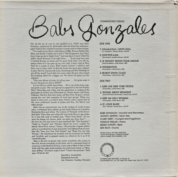 Babs Gonzales : Live At Small's Paradise (LP)