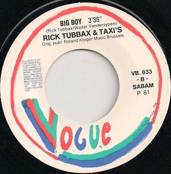 Rick Tubbax & Taxi's* : Tonight (7", Single)