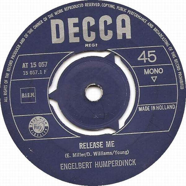 Engelbert Humperdinck : Release Me (7", Single, Mono)