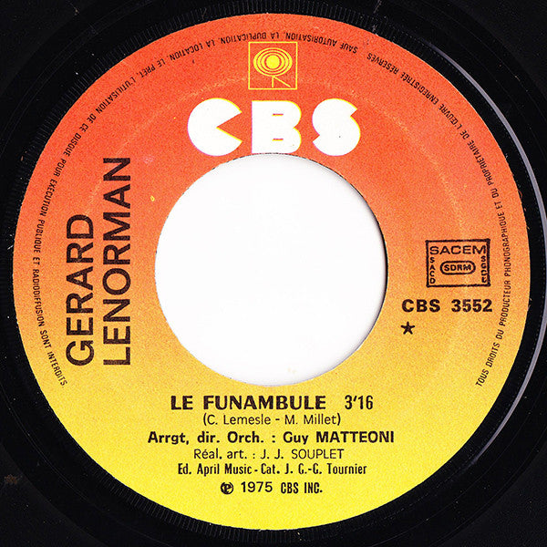 Gérard Lenorman : Le Funambule (7", Single)