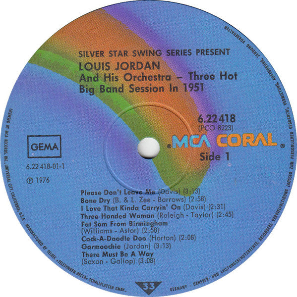 Louis Jordan And His Orchestra : Three Hot Big Band Sessions In 1951 (LP)