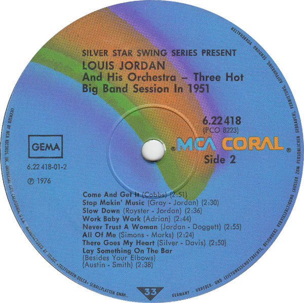 Louis Jordan And His Orchestra : Three Hot Big Band Sessions In 1951 (LP)