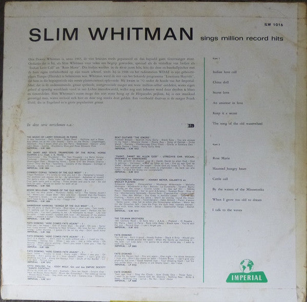 Slim Whitman : Slim Whitman Sings Million Record Hits (LP, Album, Comp)