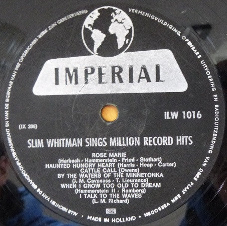 Slim Whitman : Slim Whitman Sings Million Record Hits (LP, Album, Comp)