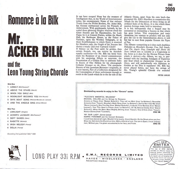 Acker Bilk And The Leon Young String Chorale : Romance À La Bilk (LP)