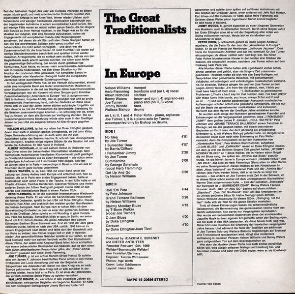 Albert Nicholas, Herb Fleming, Nelson Williams, Benny Waters, Joe Turner : The Great Traditionalists In Europe (LP, Album)
