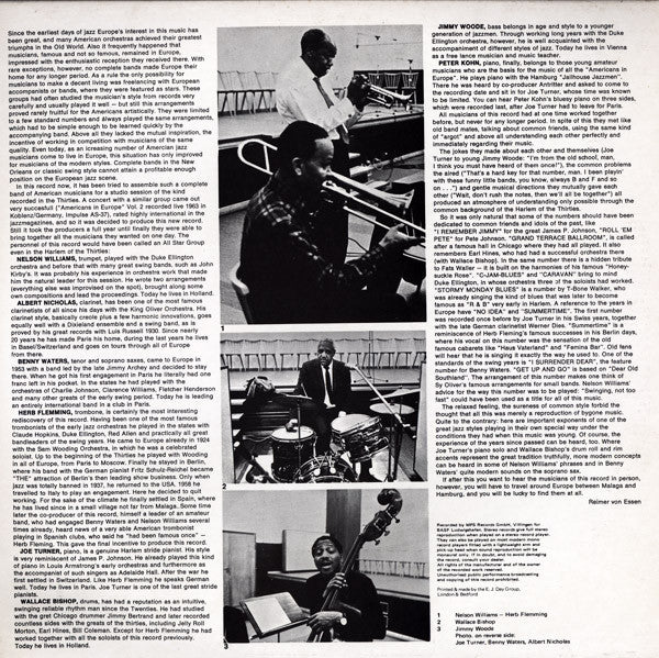 Albert Nicholas, Herb Fleming, Nelson Williams, Benny Waters, Joe Turner : The Great Traditionalists In Europe (LP, Album)
