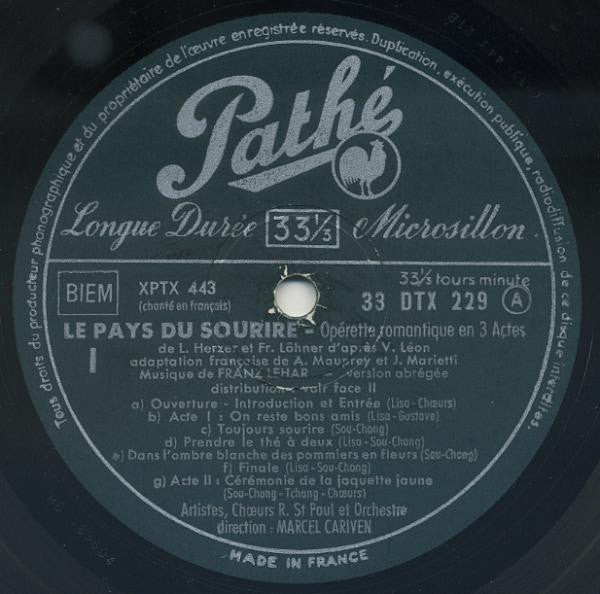 Franz Lehár - Liliane Berton - Michel Dens : Le Pays Du Sourire - Opérette Romantique En 3 Actes -  Version Abrégée (LP, Album, Mono)