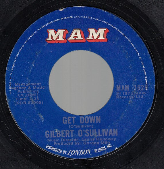 Gilbert O'Sullivan : Get Down (7", Single, Styrene, Ter)