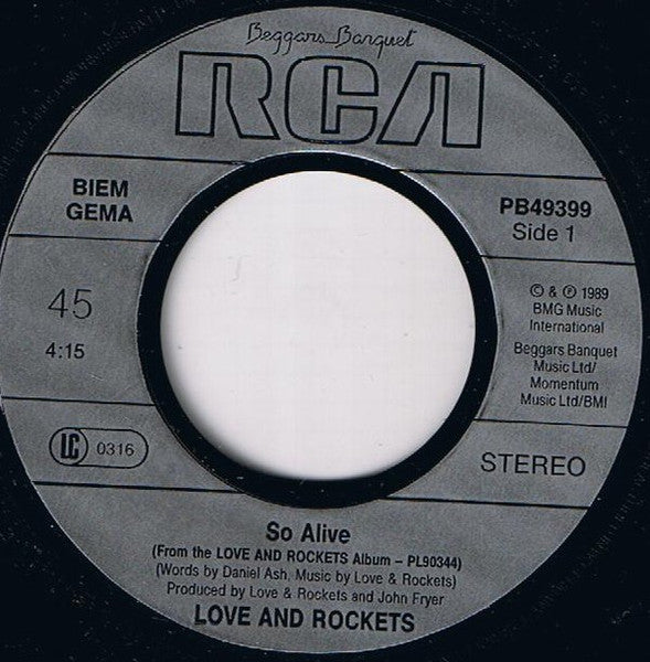 Love And Rockets : So Alive (7", Single)